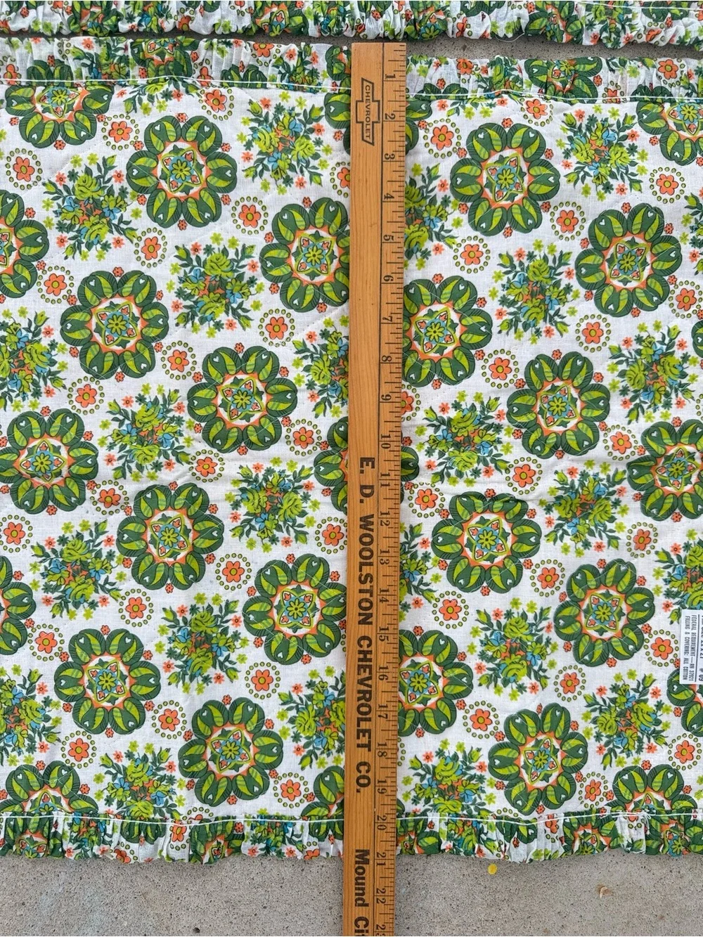 ✨RARE✨Vintage✨Sears Roebuck ✨Green Floral Ruffled Pillow Shams✨